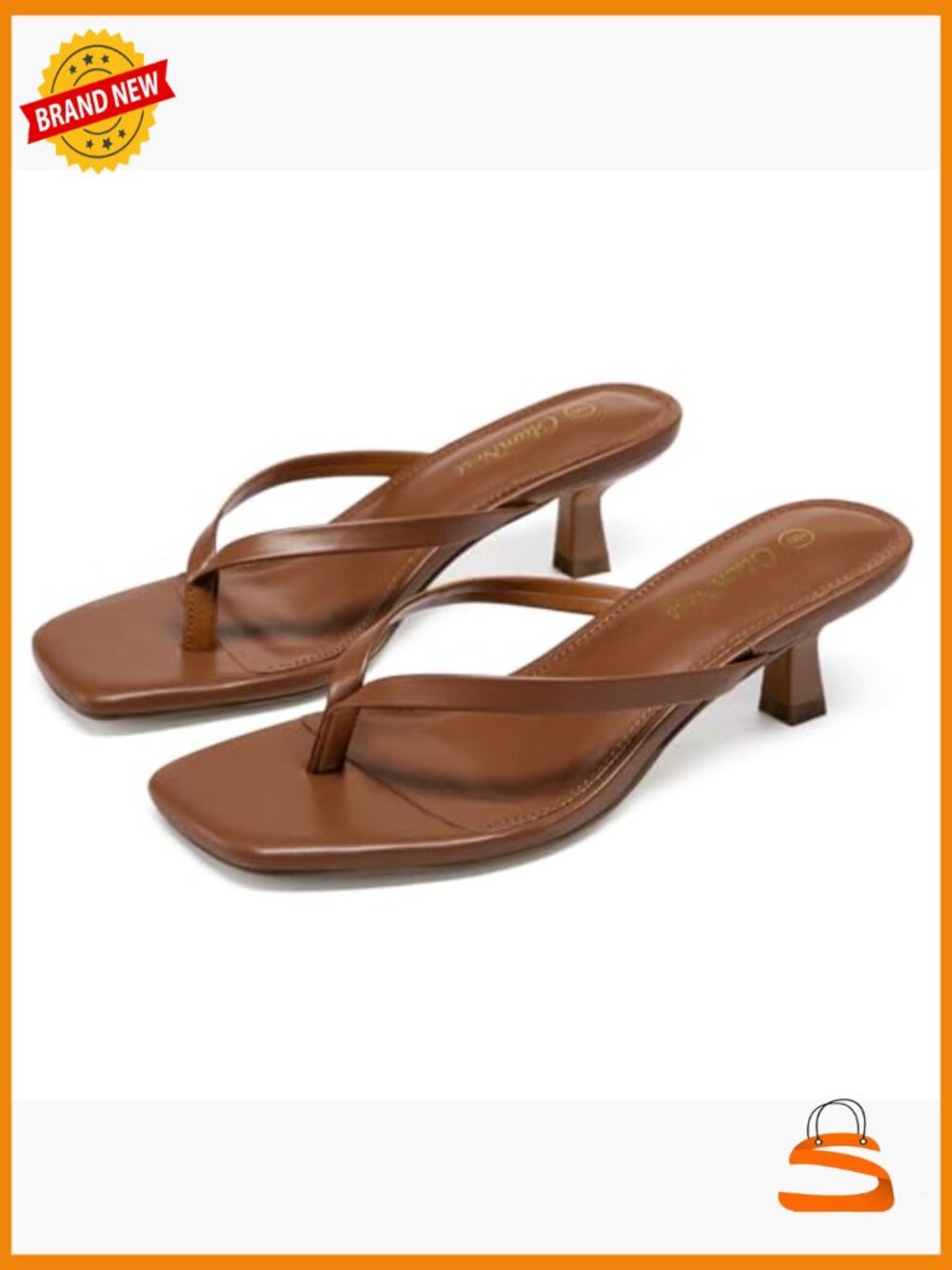 Kitten Heel Sandals Square Open Toe Slip On Heels 2 Inch - Picture 4 of 7